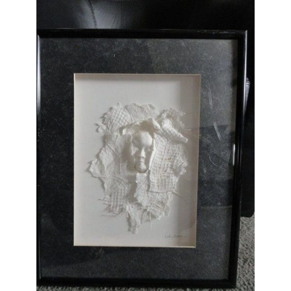 Kathy Sheldon Art Michigan Artist Mixed Media Pearl Essence 3 D Face In A Shroud